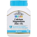 21st Century Calcium Magnesium Zinc + D3 Vitamin | 90 Tabs