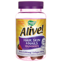 Nature's Way Alive! Hair, Skin & Nails Gummies - Strawberry Vitamin | 60 Gummies